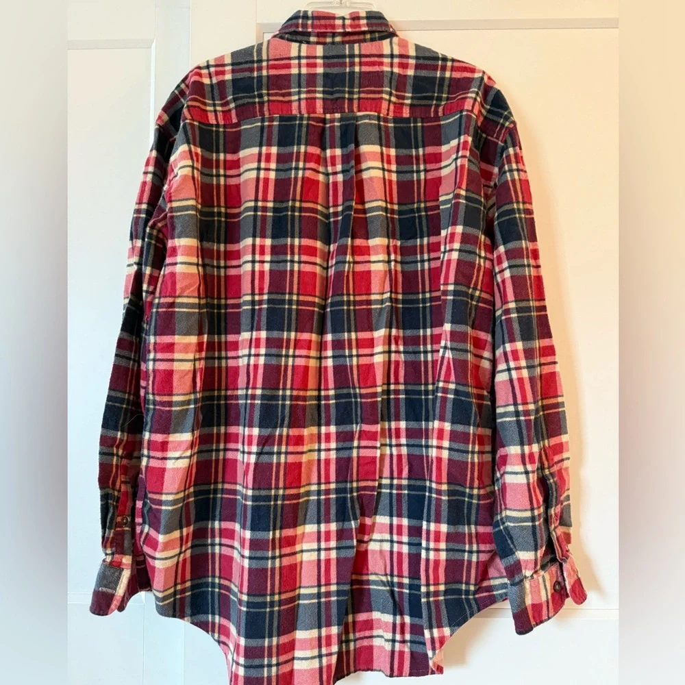 Men's J.Crew Red Plaid Flannel Shirt sz L Ranch Outdoor Chore Work